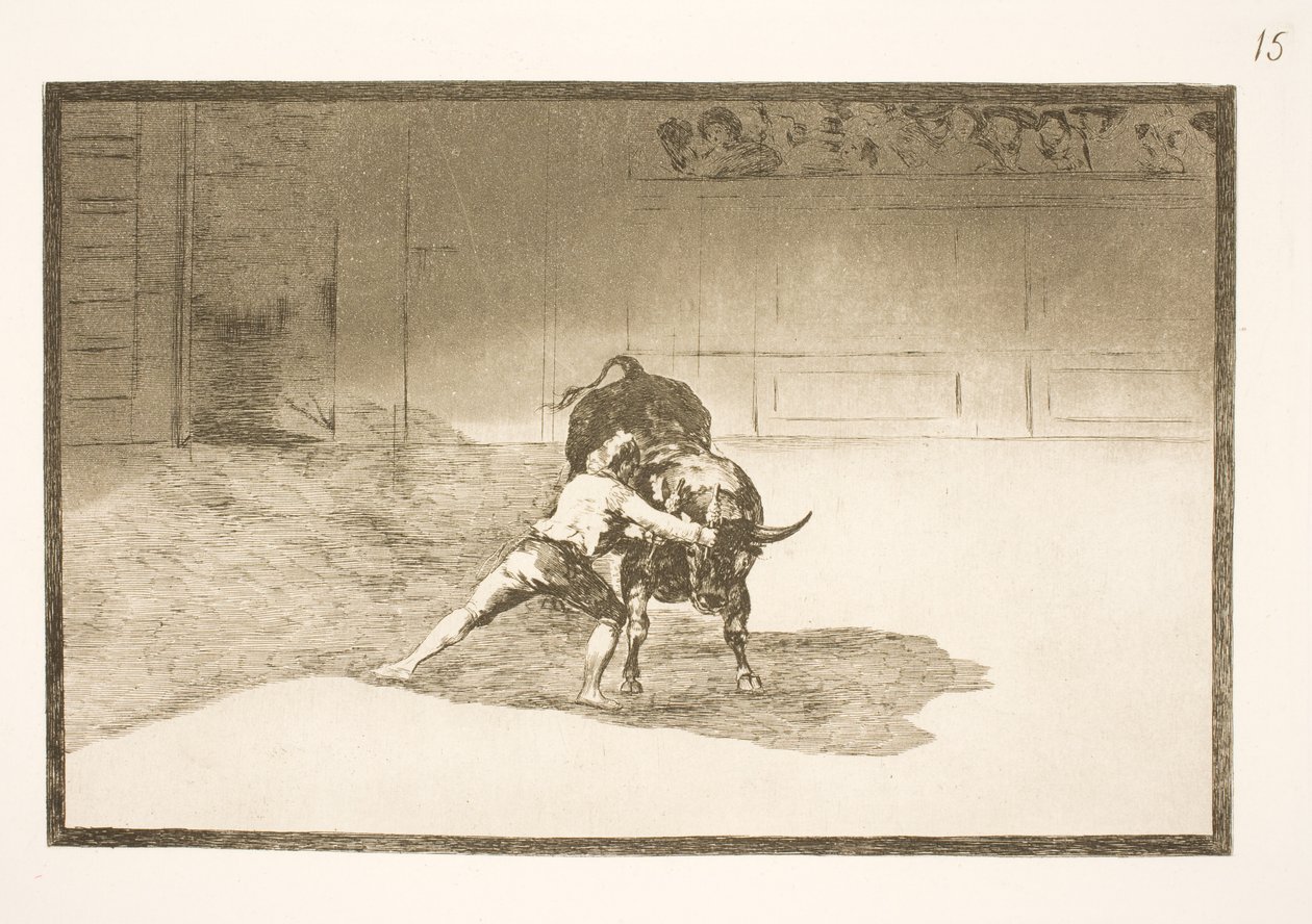 Den berømte Martincho plasserer banderillaene, lurer oksen med kroppens bevegelser av Francisco de Goya