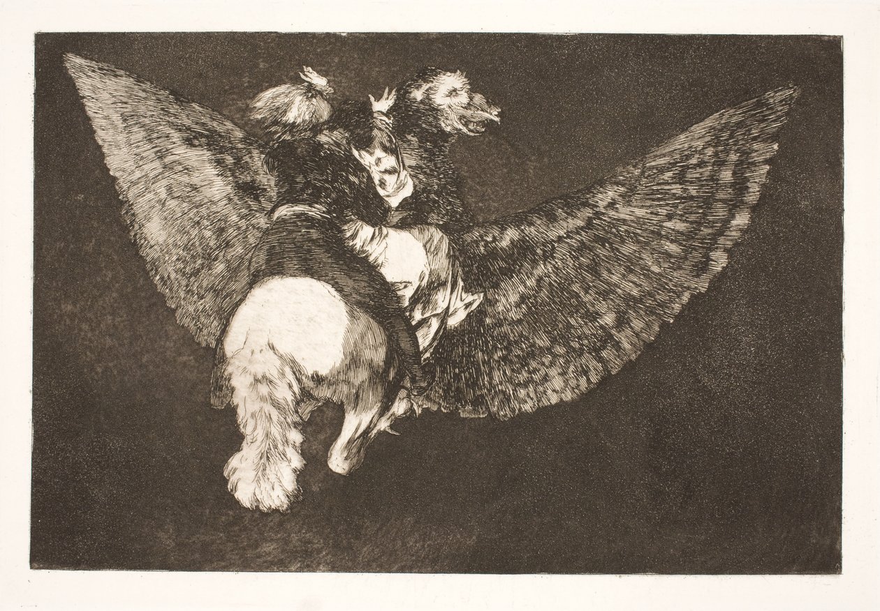The Flying Folly (Gi opp vennen som gjemmer deg under vingene og biter deg med nebbet) av Francisco de Goya