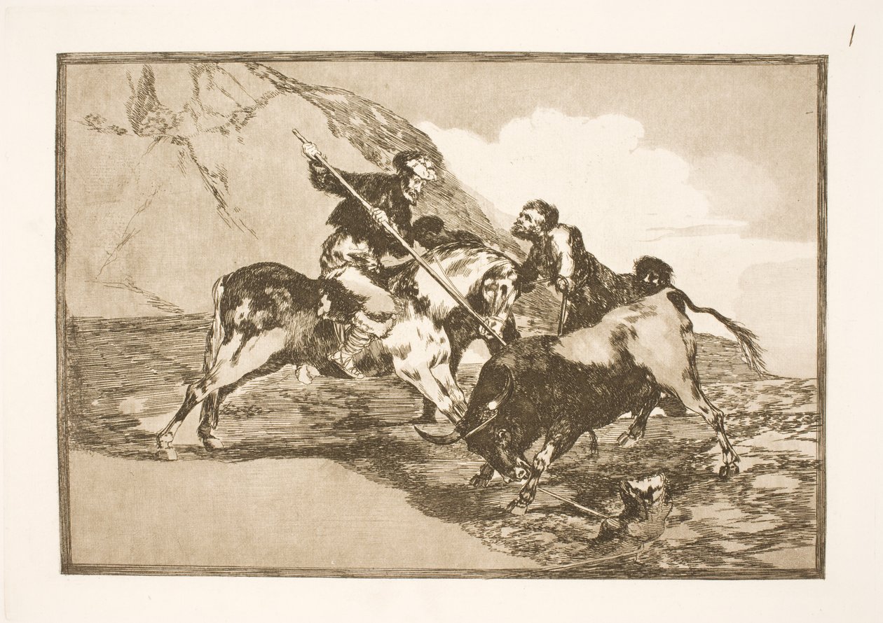 Slik de gamle spanjolene jaktet okser til hest på slettene. av Francisco de Goya