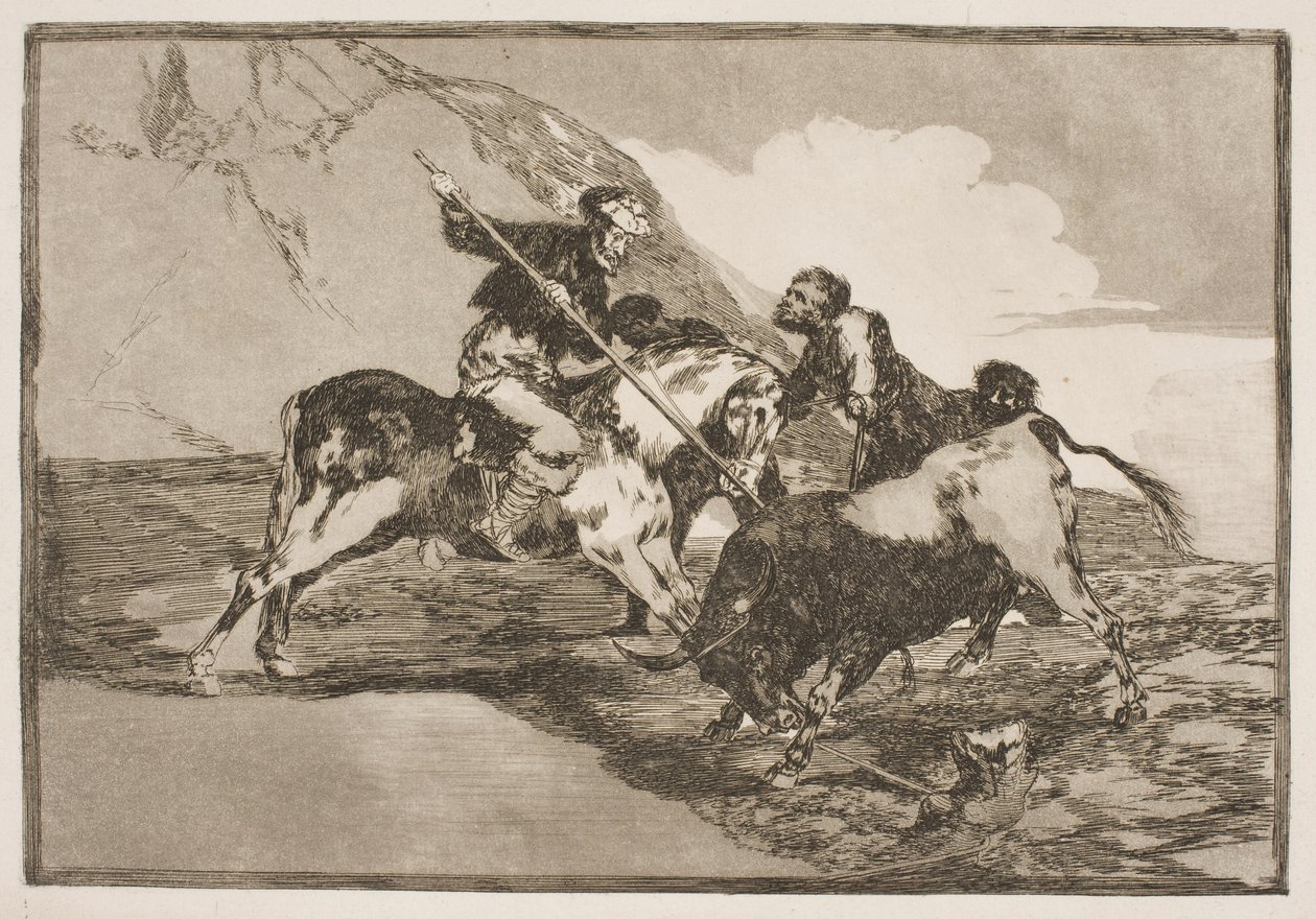 Slik de gamle spanjolene jaktet okser til hest på slettene. av Francisco de Goya