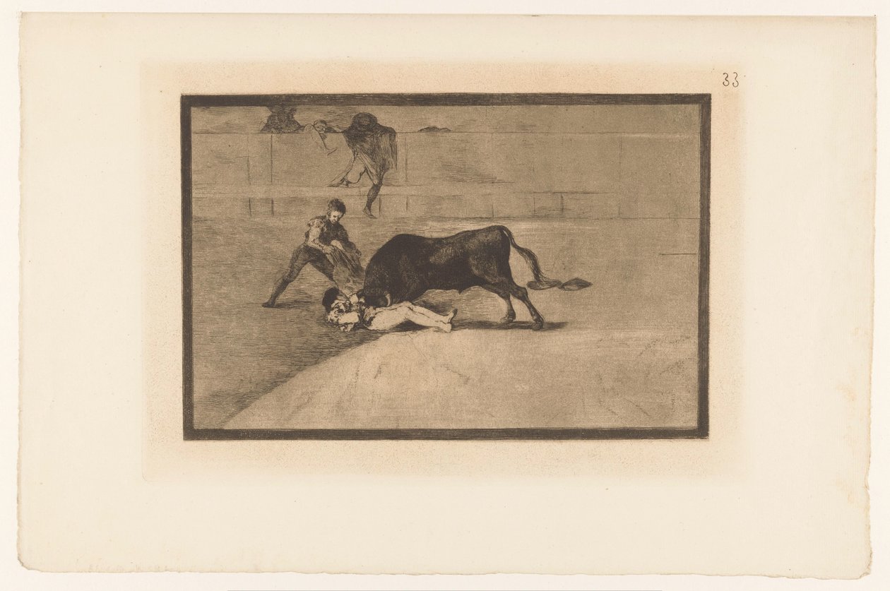 Dood van Pepe-Hillo på arenaen i Madrid Pepe Illos uheldige død på Madrid-plassen Stierengevechten (serietittel) La Taureaumachie (serietittel) La Tauromaquia (serietittel) av Francisco de Goya