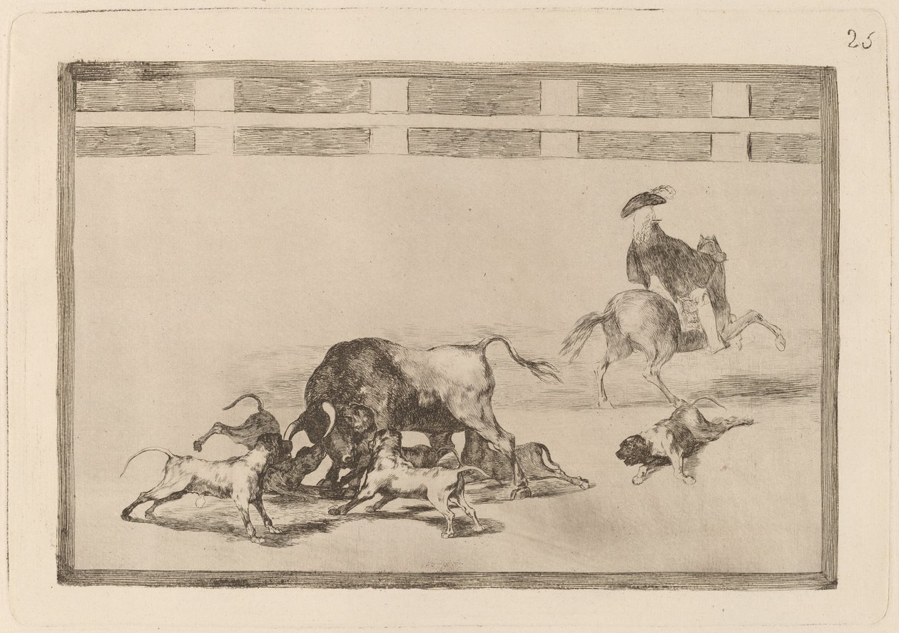 Echan perros al toro (They Loose Dogs on the Bull) av Francisco de Goya