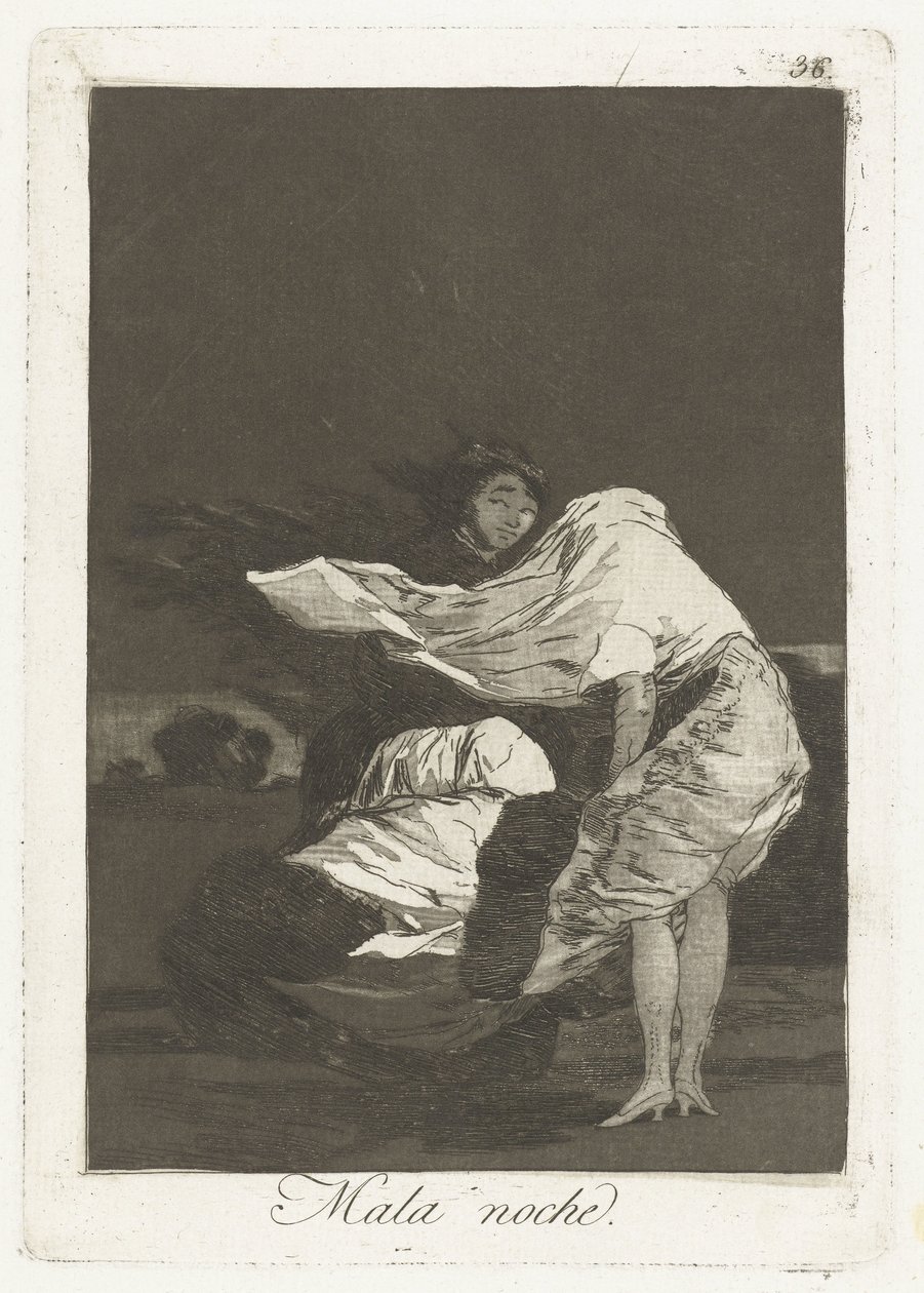 en dårlig natt Mala noche (tittel på objekt) Los Caprichos (serietittel) av Francisco de Goya