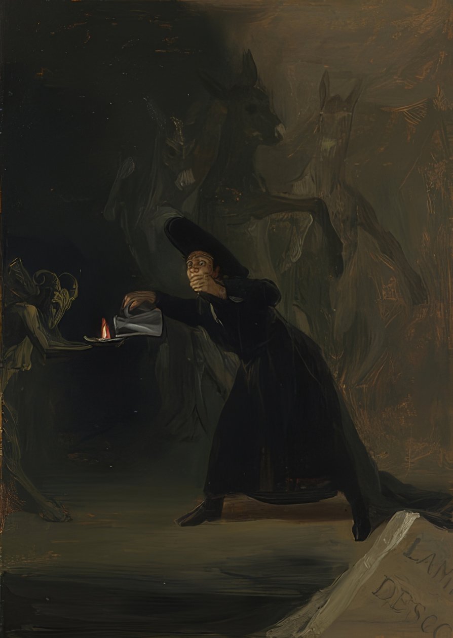Eine Szene aus The Bewitched av Force von Antonio de Zamora. 1798 av Francisco de Goya