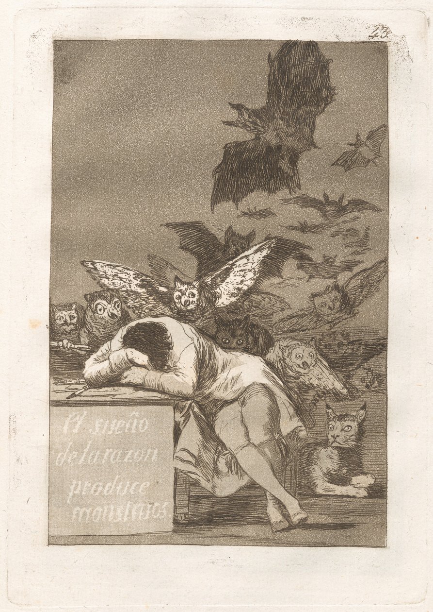Fornuftens søvn produserer monstre av Francisco de Goya