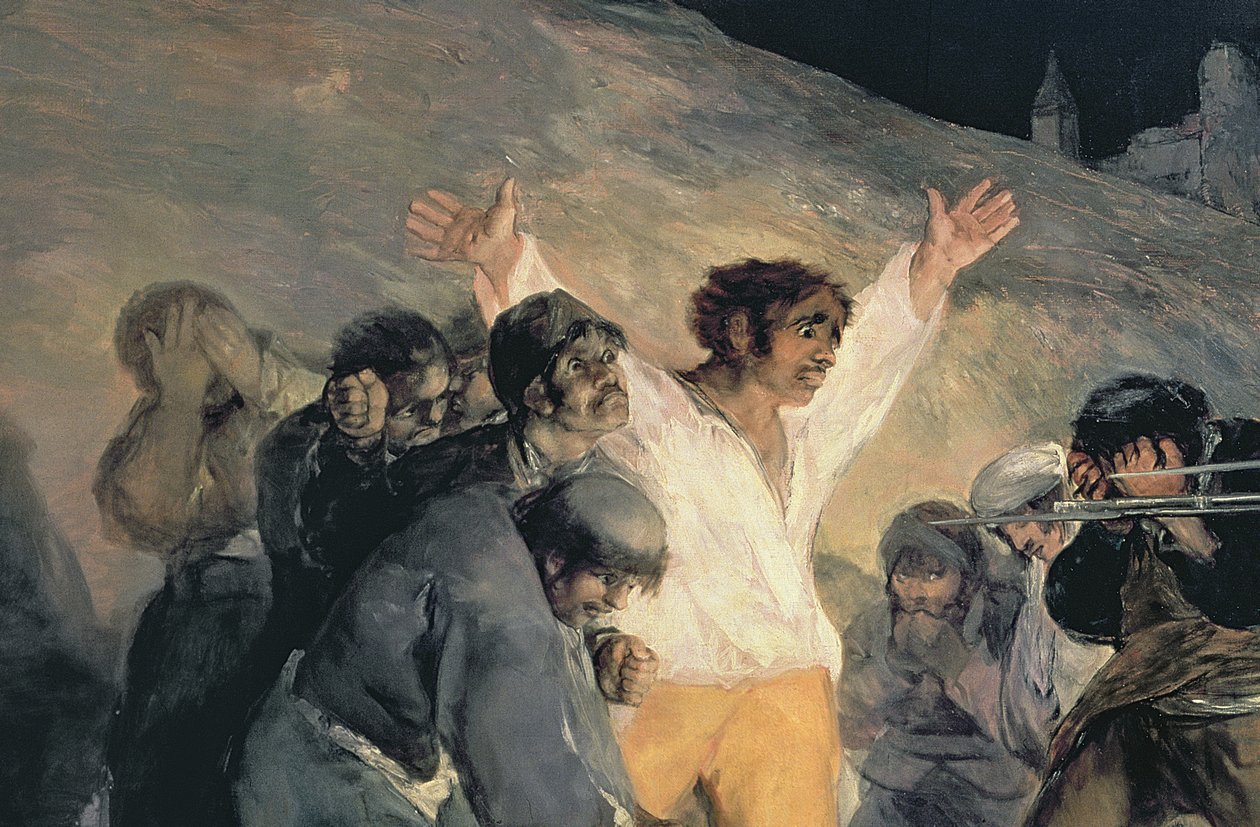 Henrettelse av forsvarerne av Madrid, 3. mai, 1808, 1814 olje på lerret detalj av 507 av Francisco de Goya