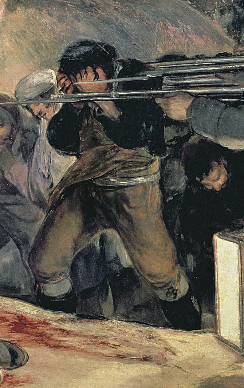 Henrettelse av forsvarerne av Madrid, 3. mai, 1808, 1814 olje på lerret detalj av 507 av Francisco de Goya