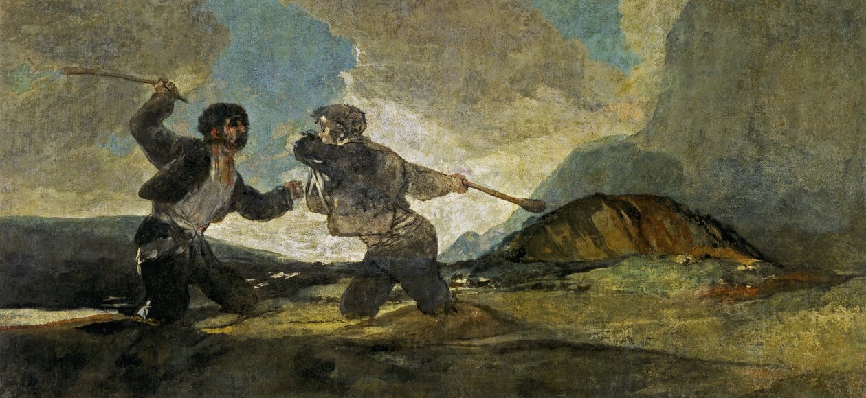 Kjemp med Cudgels av Francisco de Goya
