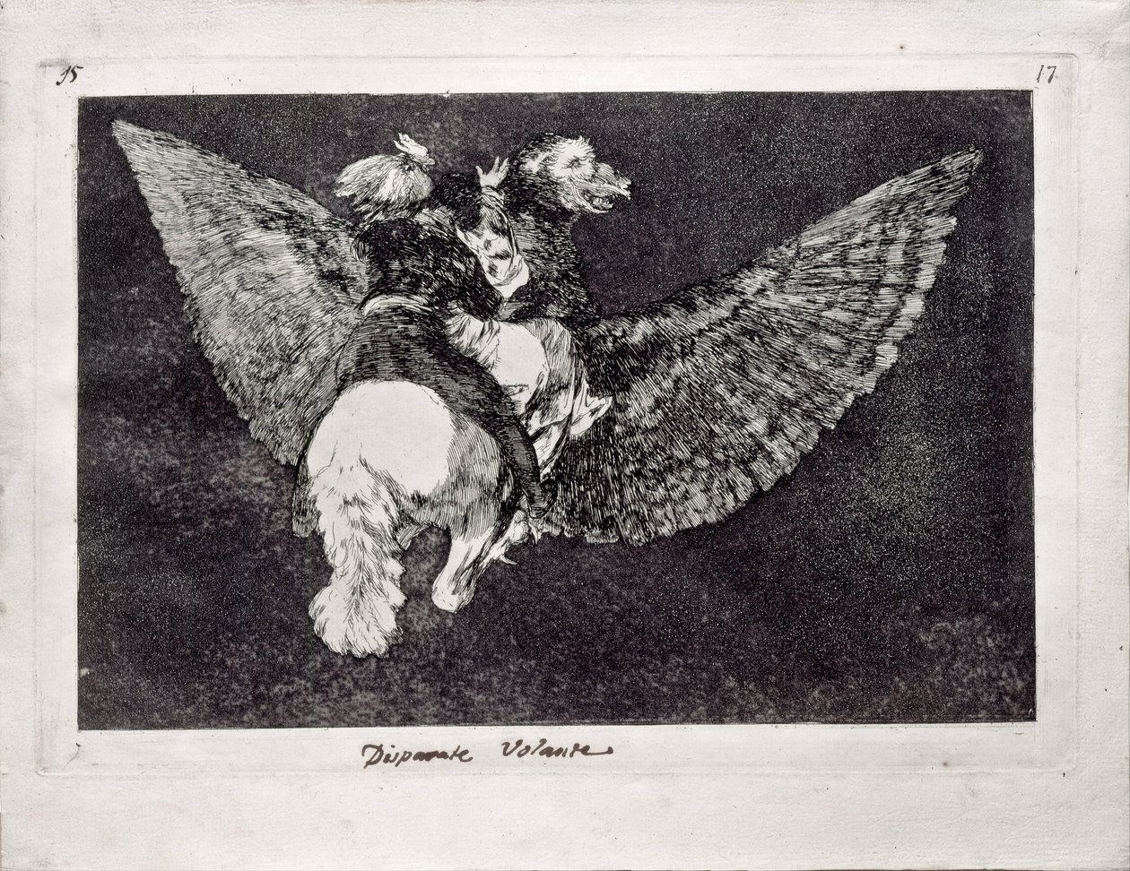 Flying Folly fra serien Los Disparates Follies, 1815-1819 av Francisco de Goya