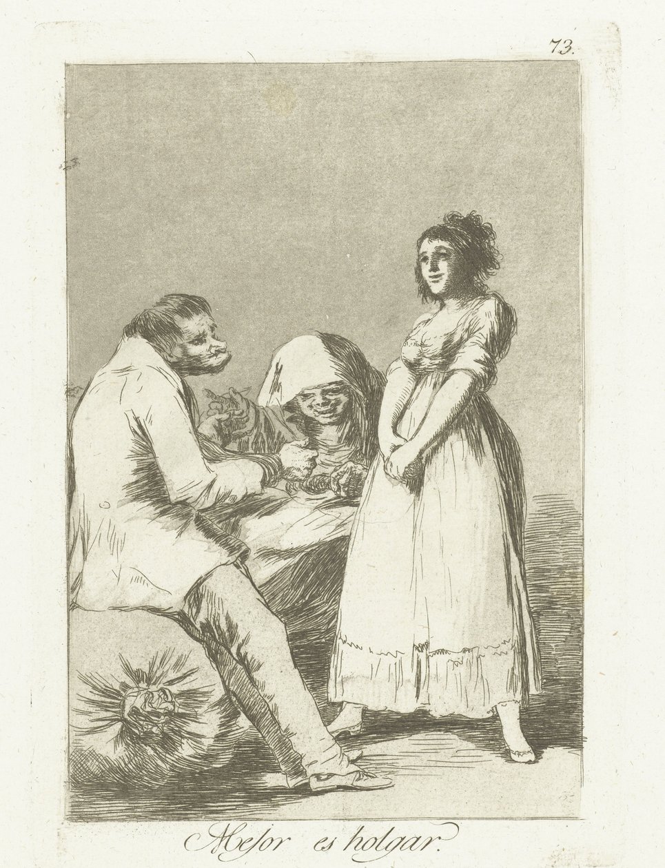 Det er bedre å være lat Mejor es holgar (tittel på objekt) Los Caprichos (serietittel) av Francisco de Goya