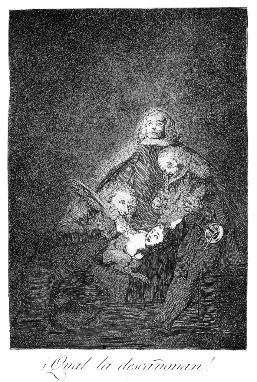 Hvordan de plukker henne!, 1799 av Francisco de Goya