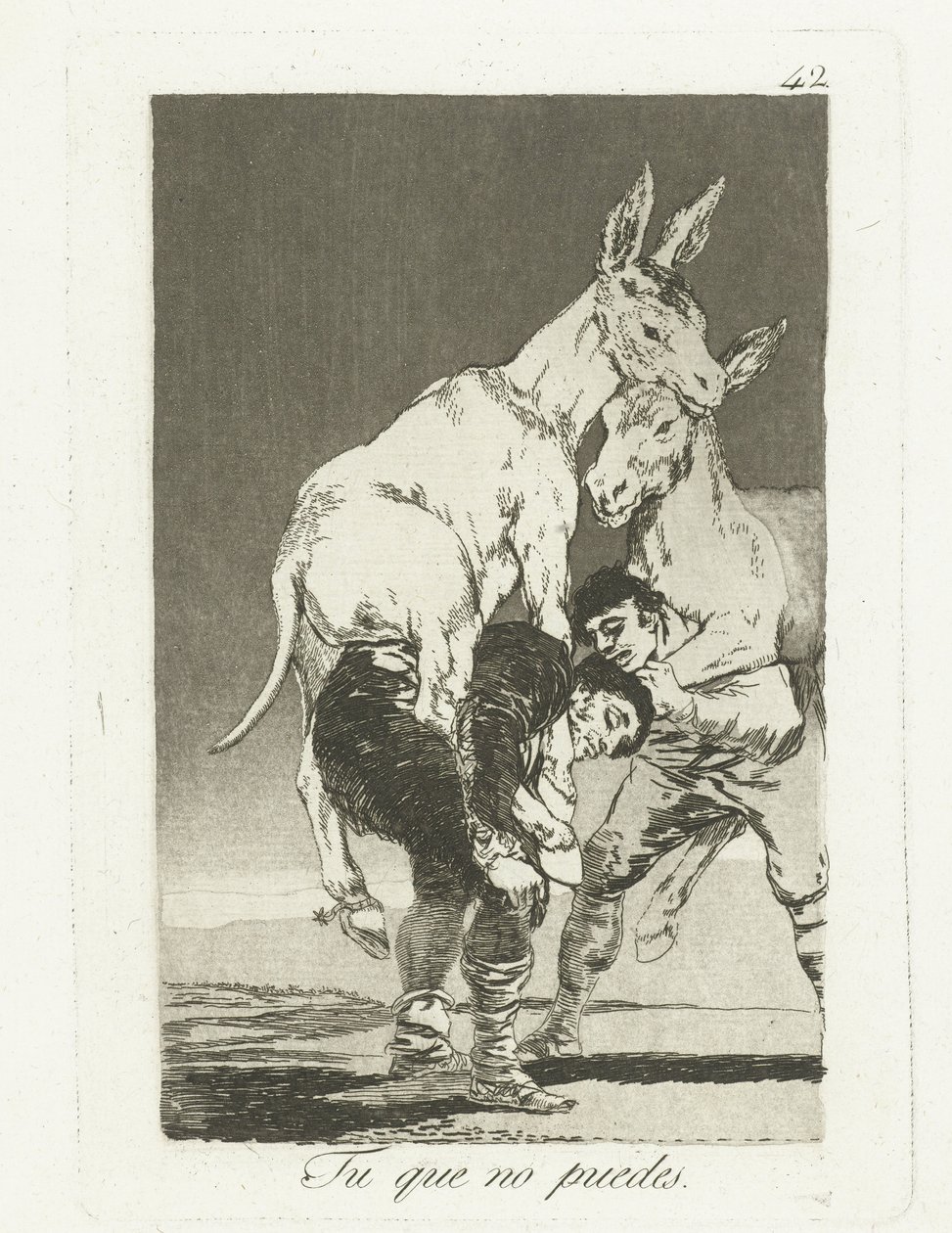 Du som ikke kan mer Tu que no puedes (tittel på objekt) Los Caprichos (serietittel) av Francisco de Goya