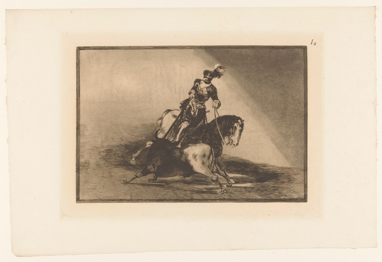 Keiser Charles V kjemper mot en okse Carlos V. lanceando toro en la plaza de Valladolid Tyrekamp (serietittel) La Taureaumachie (serietittel) La Tauromaquia (serietittel) av Francisco de Goya
