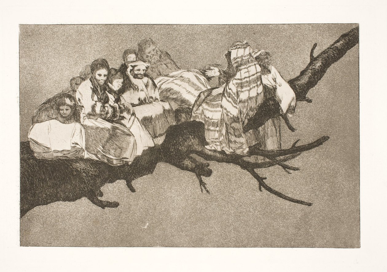 Latterlig dårskap (å gå mellom grenene / snakke gjennom hatten) av Francisco de Goya