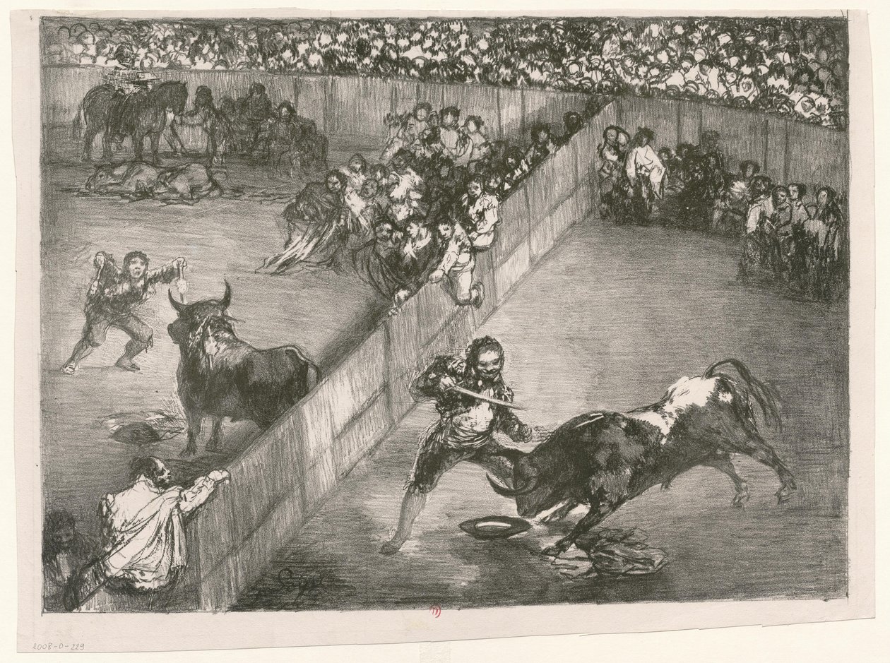 [Les Taureaux de Bordeaux: Kampen om plassen] av Francisco de Goya