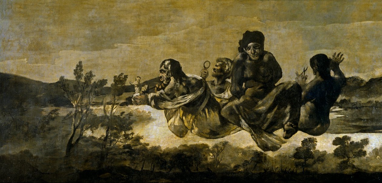 ""Les moires"" (les Parques) Atropos (The Fates) Maleri av Francisco Goya (1746-1828) 1820-1823 Dim 123x266 cm Museo del Prado, Madrid av Francisco de Goya