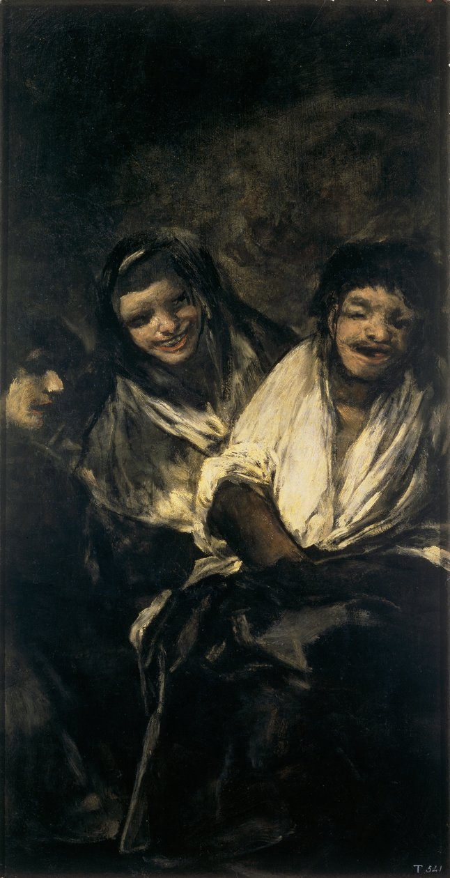 Mann hånet av to kvinner som ler eller departementet av Francisco de Goya