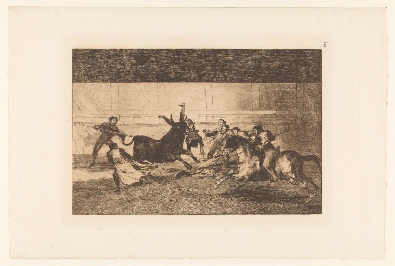 Mann spiddet på et oksehorn Mort de Pepe Illo Tyrefekter (serietittel) La Taureaumachie (serietittel) La Tauromaquia (serietittel) av Francisco de Goya