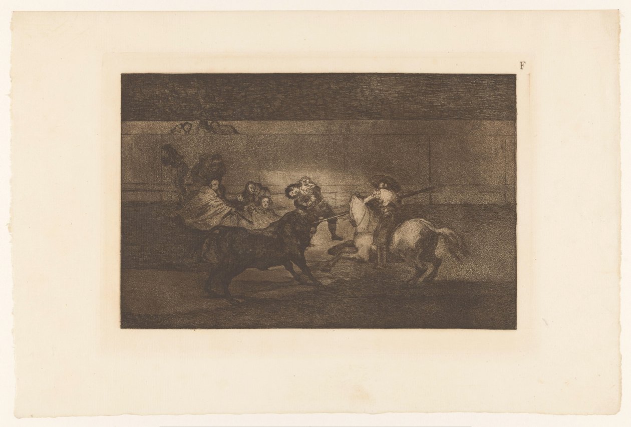 Mann spiddet på et oksehorn Mort de Pepe Illo Tyrekamp (serietittel) La Taureaumachie (serietittel) La Tauromaquia (serietittel) av Francisco de Goya