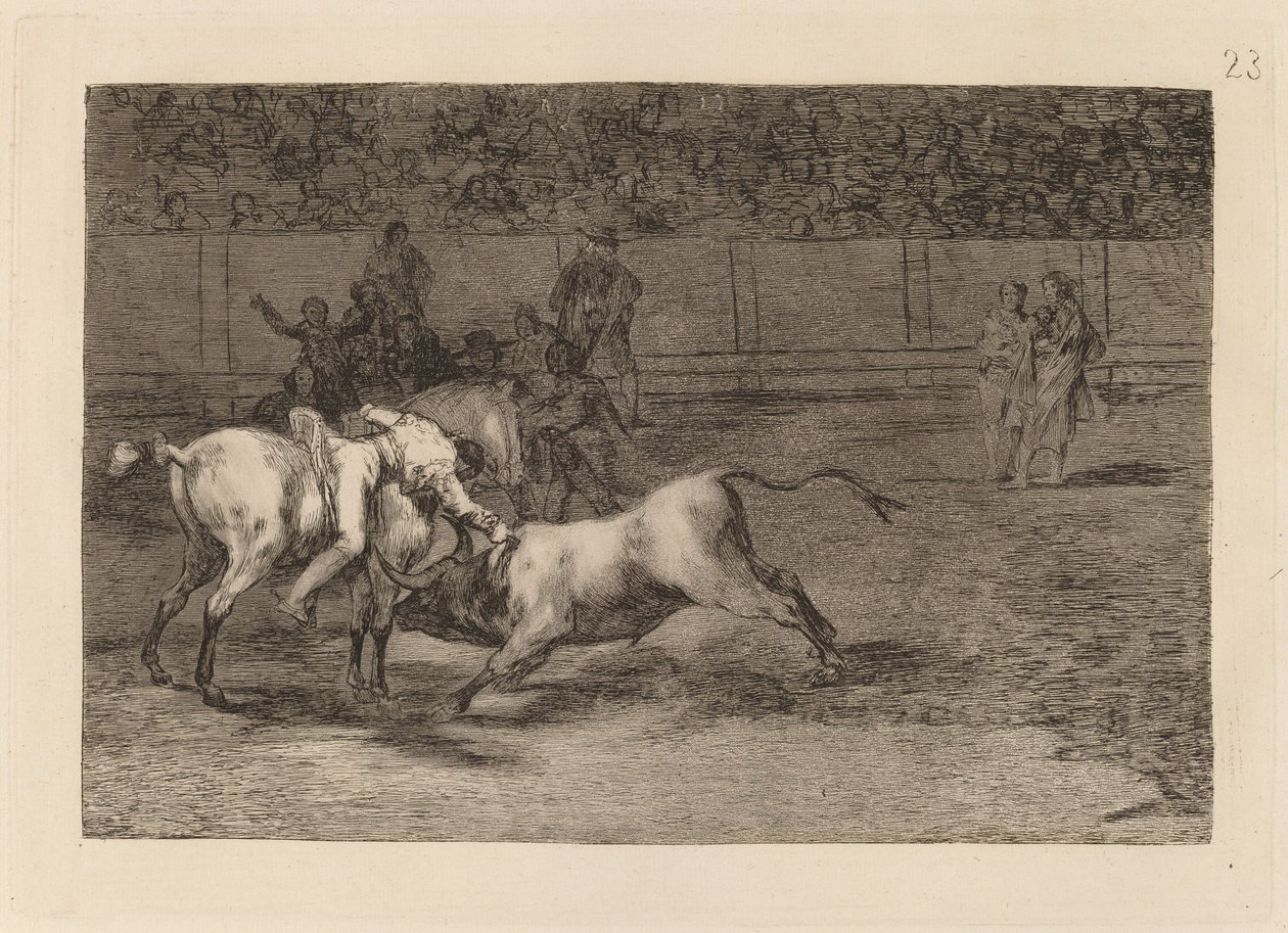 Mariano Ceballos, alias indianeren, dreper oksen fra hesten sin (Mariano Ceballos, Alias ​​​​indianeren, dreper oksen fra hesten sin) av Francisco de Goya