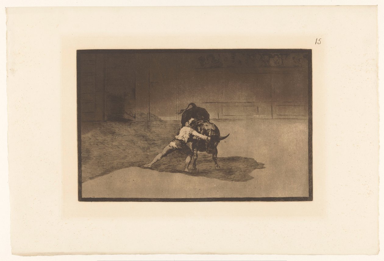 Martincho in gevecht met een stier Den berømte Martincho setter banderillas til pause Stierengevechten (serietittel) La Taureamachie (serietittel) Tyrefekting (serietittel) av Francisco de Goya