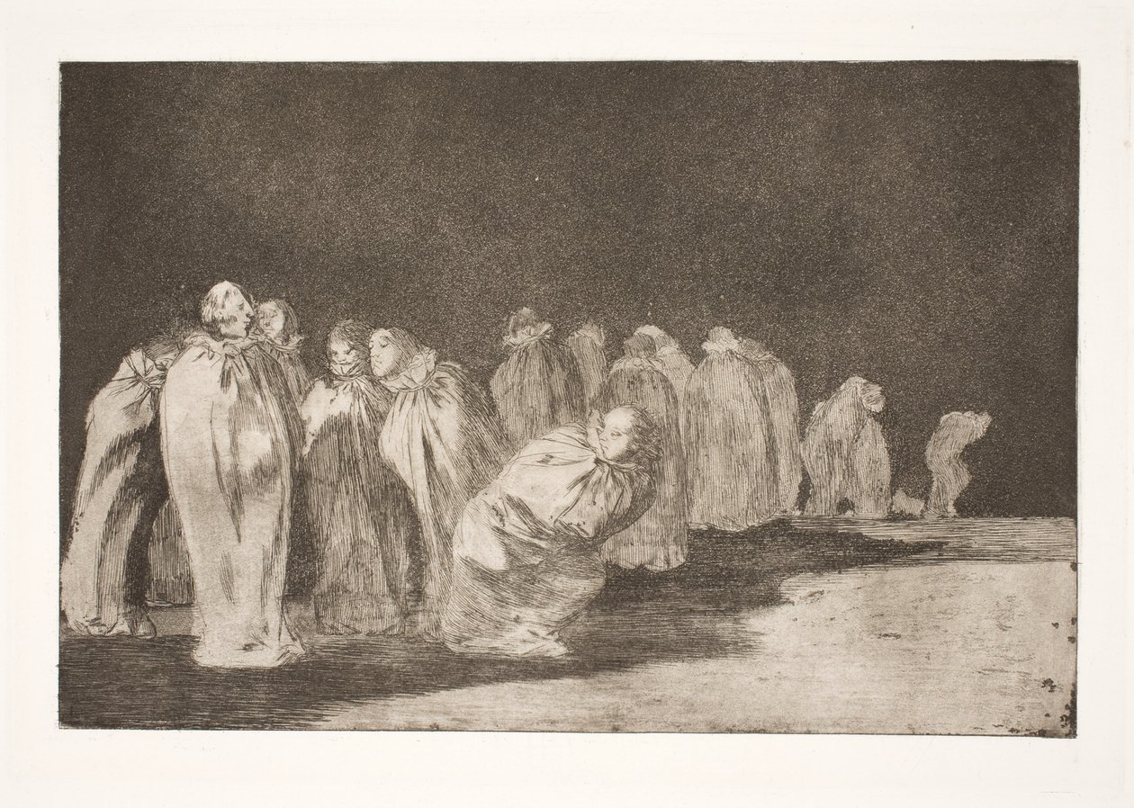 Mennene i sekker (det skjuler seg noe under burlapen / du kan ikke dømme en mann etter klærne hans) av Francisco de Goya