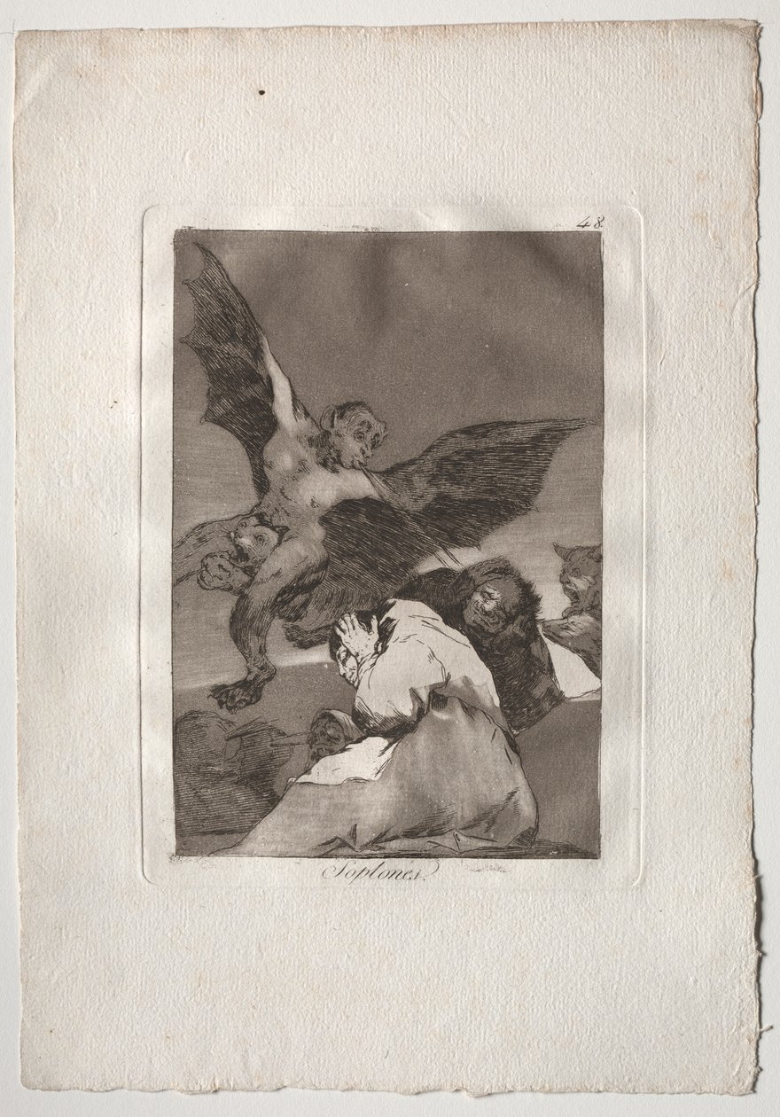 Ochenta Caprichos: Tale-Bearers-Blasts of Wind av Francisco de Goya