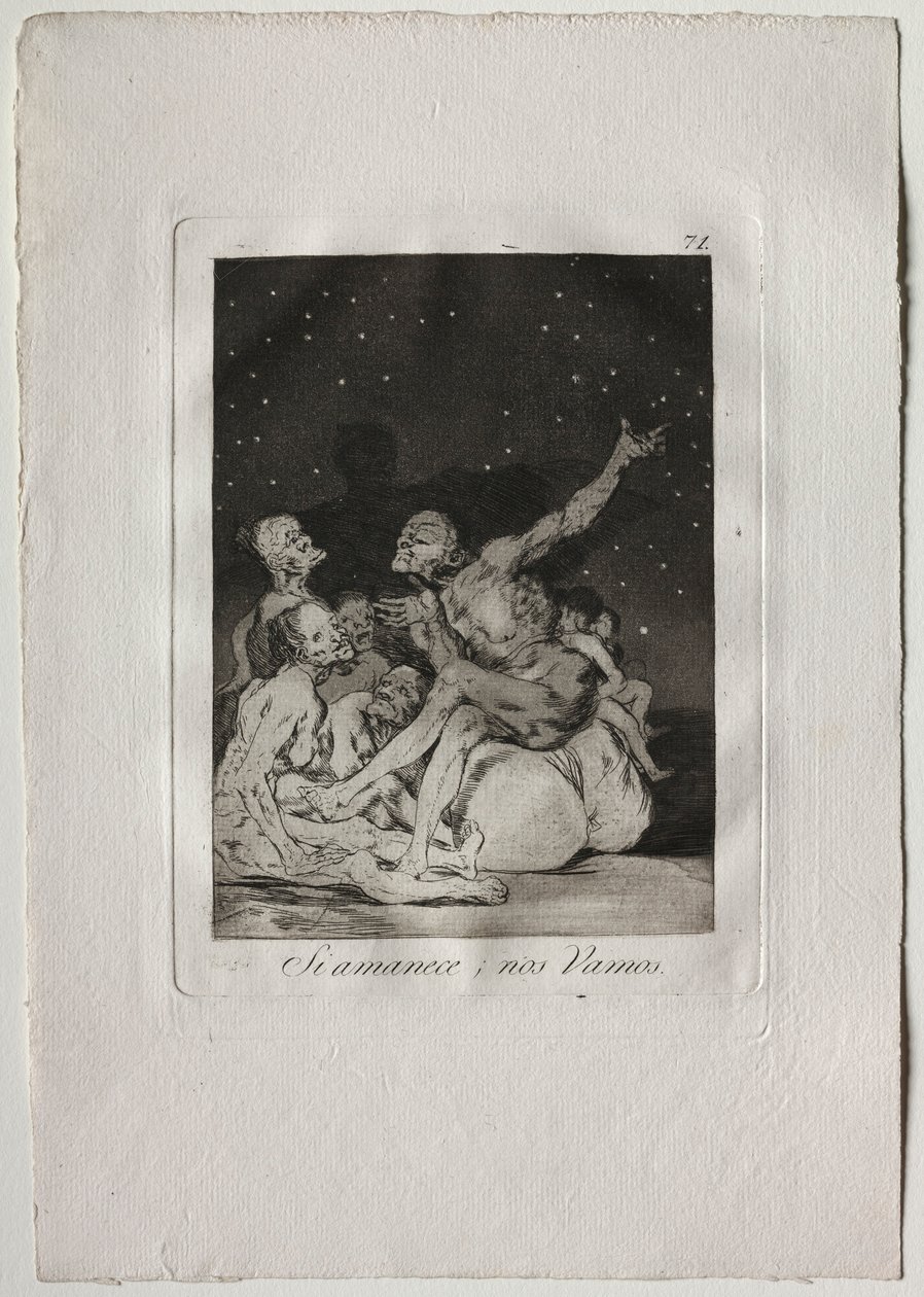 Ochenta Caprichos: When Day Breaks We Will Be Off, 1793-1798. av Francisco de Goya