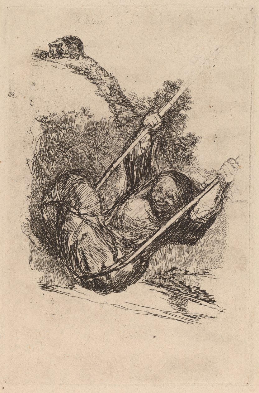 Gammel kvinne på huske av Francisco de Goya