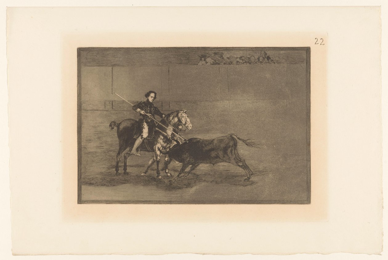 Bøttepose i sand van Zaragosa Mandig verdi av den berømte Pajuelera i Zaragoza Stierengevechten (serietittel) La Taureamachie (serietittel) Tyrefekting (serietittel) av Francisco de Goya