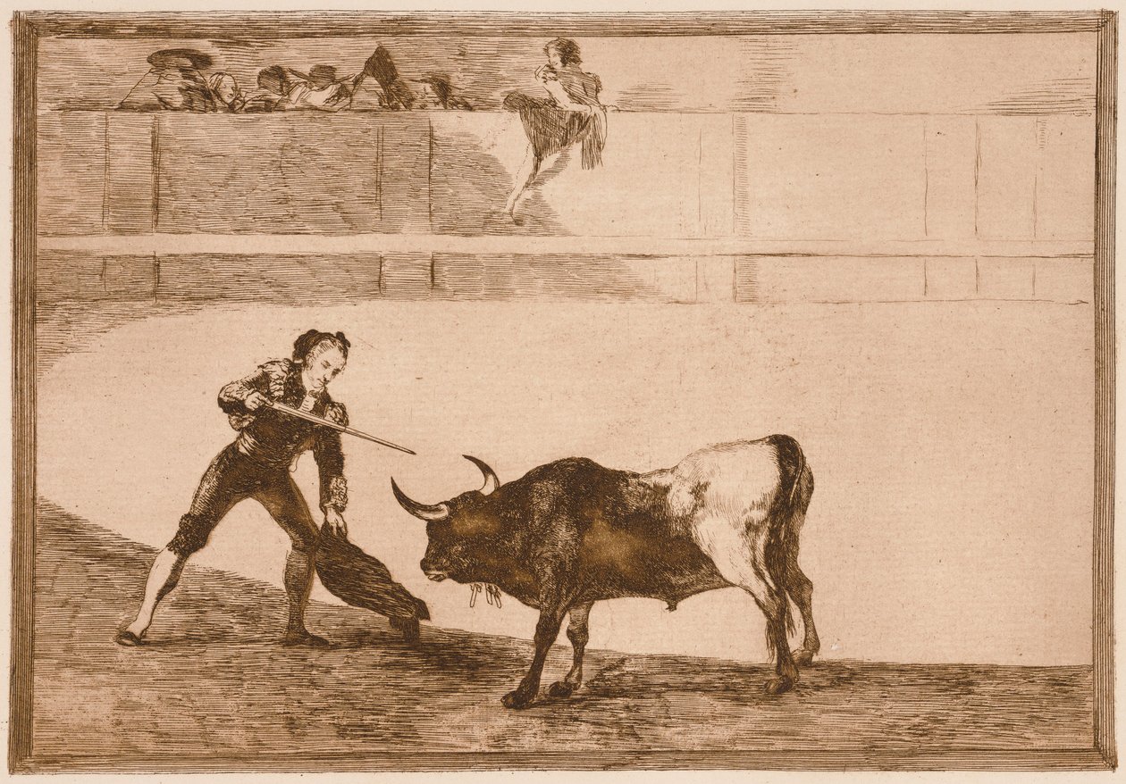 Pedro Romero: «Killing the Halted Bull» (Pedro Romero dreper den stillestående oksen), fra serien «Tauromaquia» av Francisco de Goya
