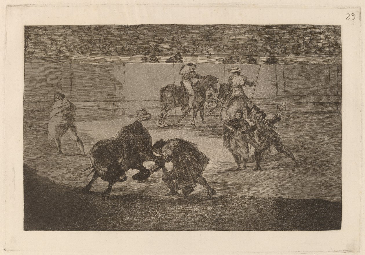 Pepe Illo gjør snittet til oksen (Pepe Illo Making the Pass of the "Recorte") av Francisco de Goya