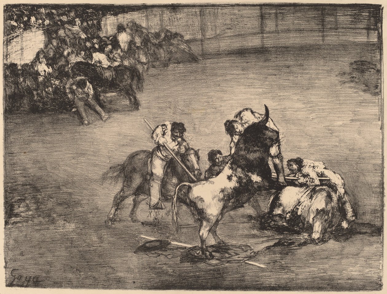 Picador fanget av en okse av Francisco de Goya