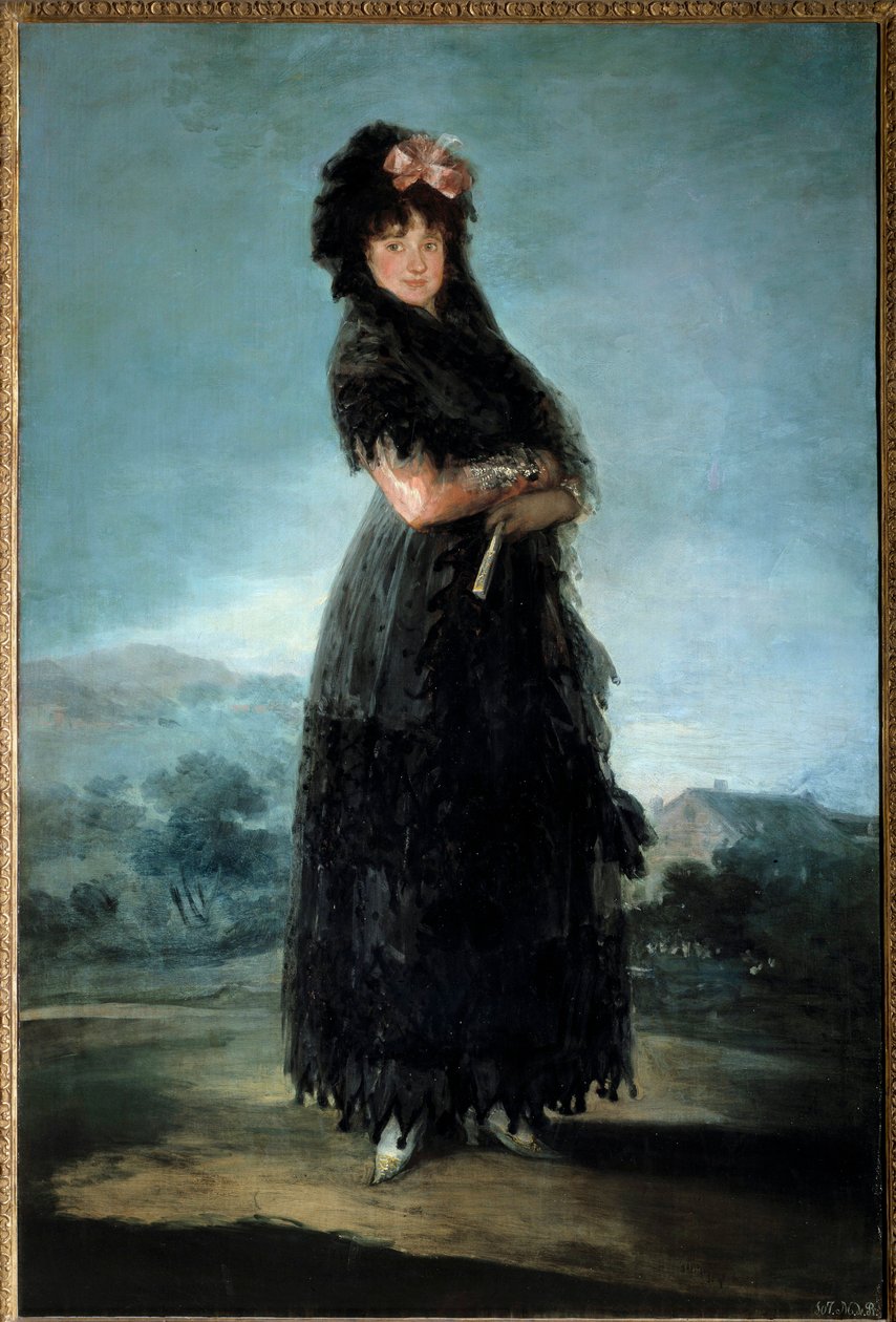 Portrait en pied av Mariana Waldstein, Marquise de Santa Cruz (1763-1808) Maleri av Francisco de Goya (1746-1828) 1700-tallet Søn. 1,42x0,97 m av Francisco de Goya