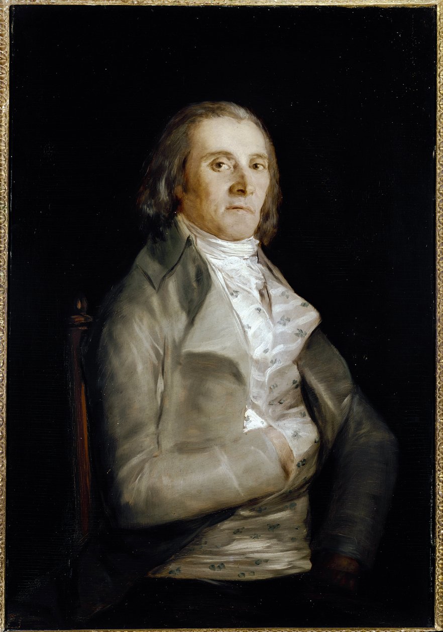 Portrett av Don Andres del Peral (aktiv 1770-1820) malerdekoratør - Olje på tre av Francisco de Goya