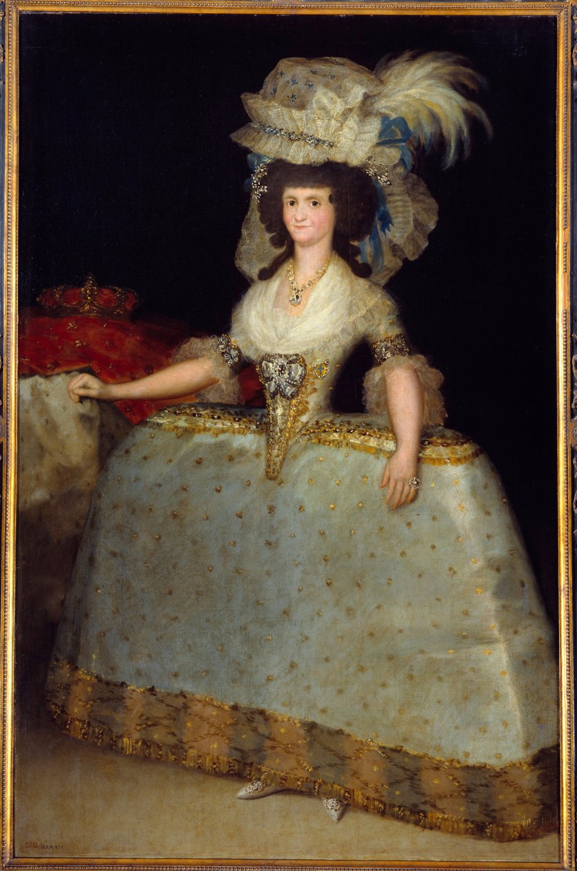 Portrett av dronningen av Spania Mary Louise (1751-1819), kone til Charles IV Maleri av Francisco de Goya (1746-1828) 1828 Madrid, Museum of Prado - Full-lengde portrett av dronning Marie Louise av Spania (1751-1819) , kone til Charles IV. Maleri av Franci av Francisco de Goya