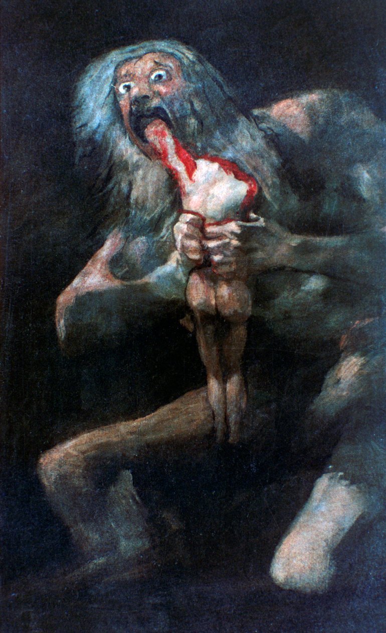 Saturn fortærer et av sine barn, 1821-1823 av Francisco de Goya