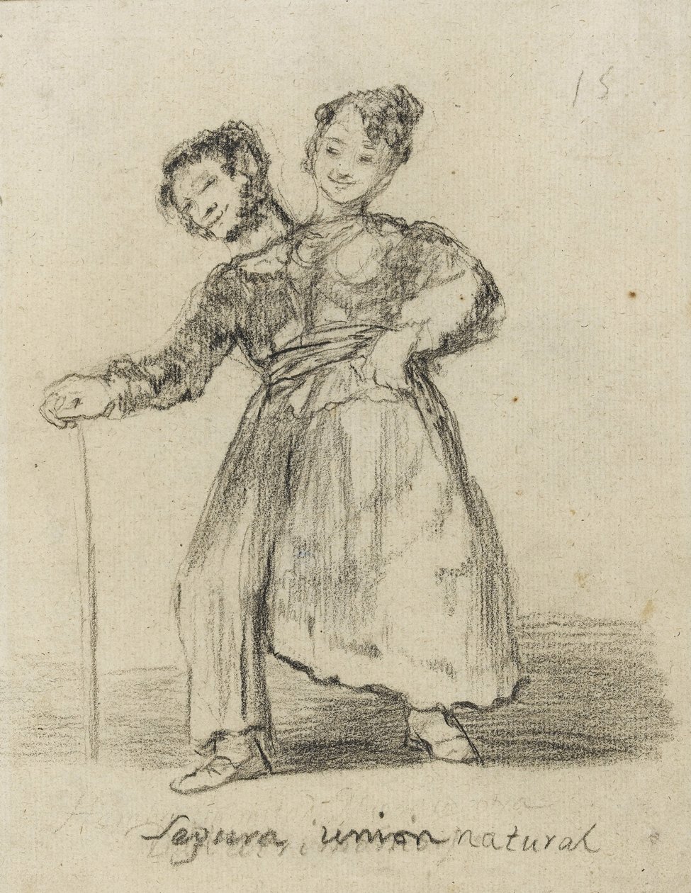 Segura Union Natural, 1819-28 (svart kritt på papir) av Francisco de Goya