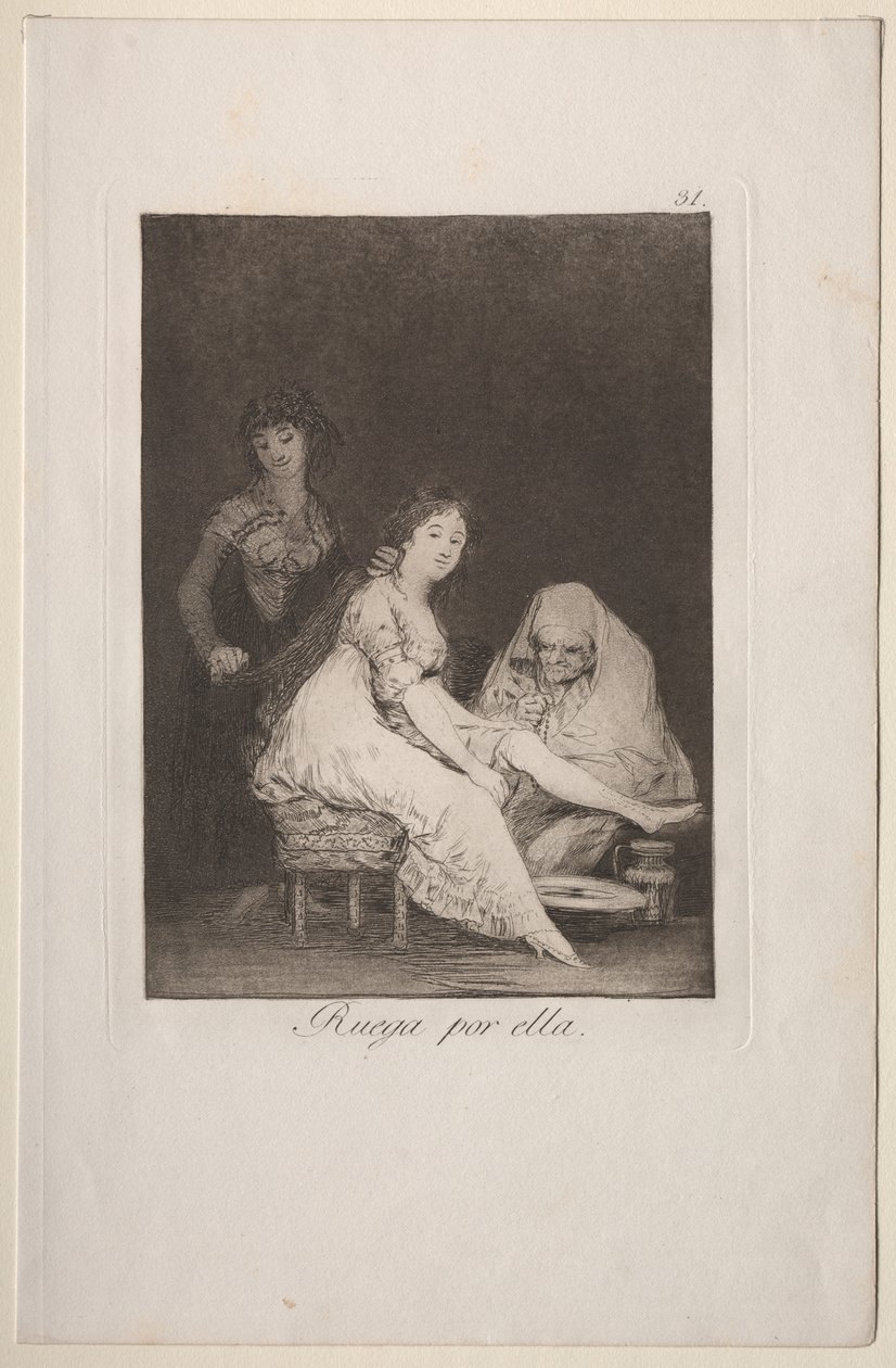 Caprichos: Hun ber for henne av Francisco de Goya