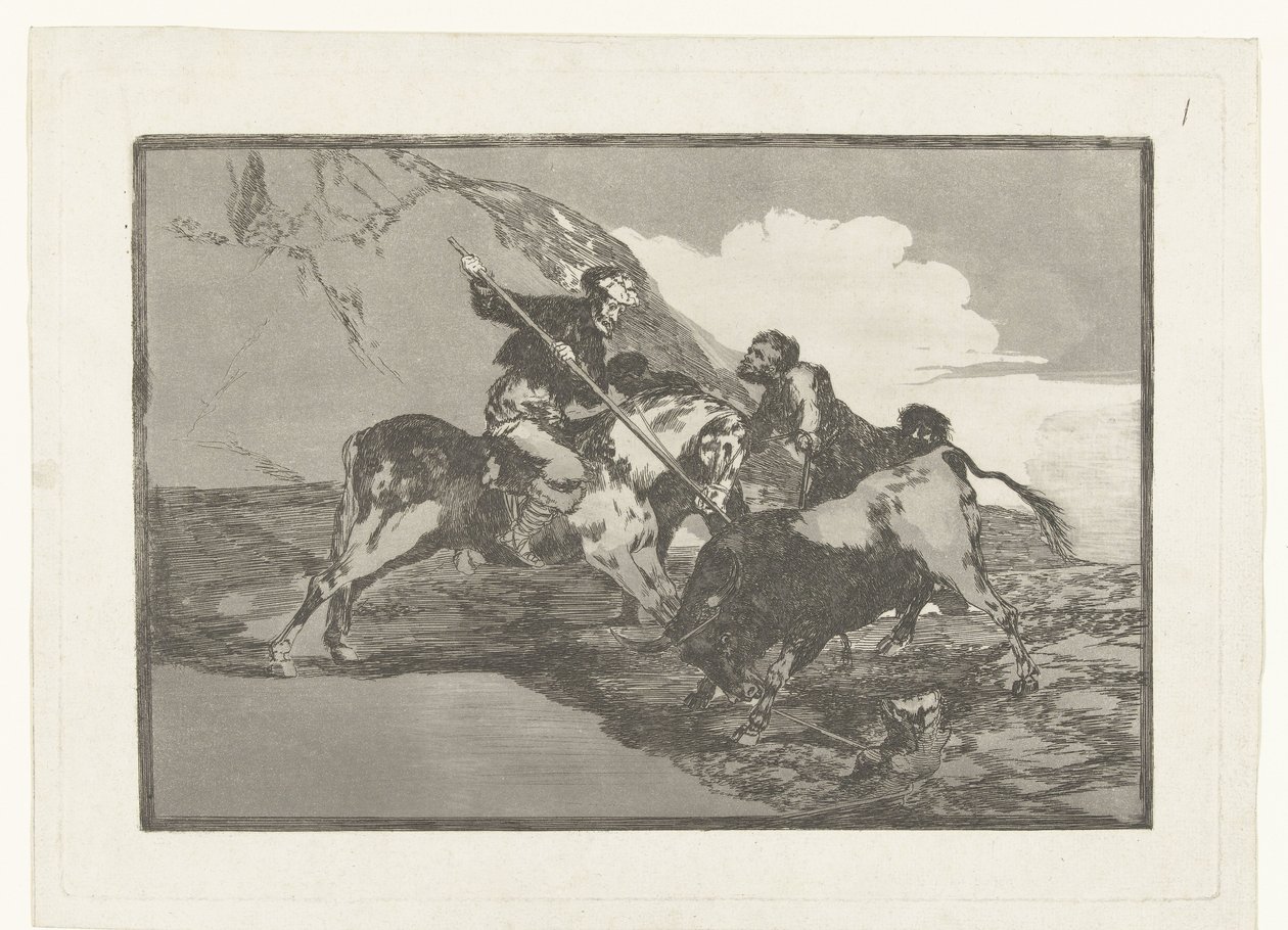 Stierenjacht te paard Hvordan de gamle spanjolene jaktet oksene på hesteryggen i marka Stierenvechten (serietittel) Tyrefekting (serietittel) av Francisco de Goya