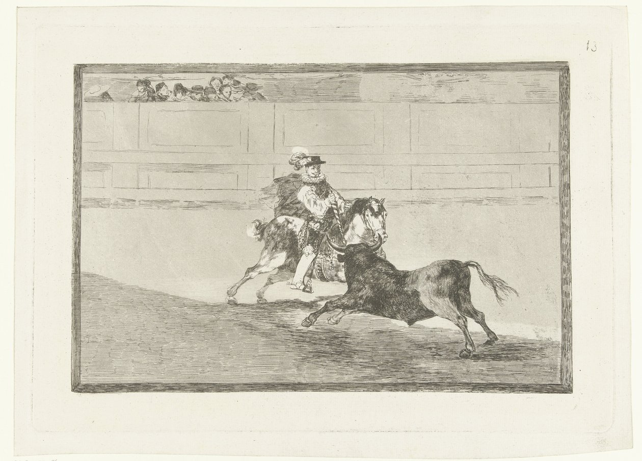 Stierenvechten i sanden En spansk gentleman på torget bryter rejoncillos uten hjelp fra hallikene Stierenvechten (serietittel) Tyrefekting (serietittel) av Francisco de Goya