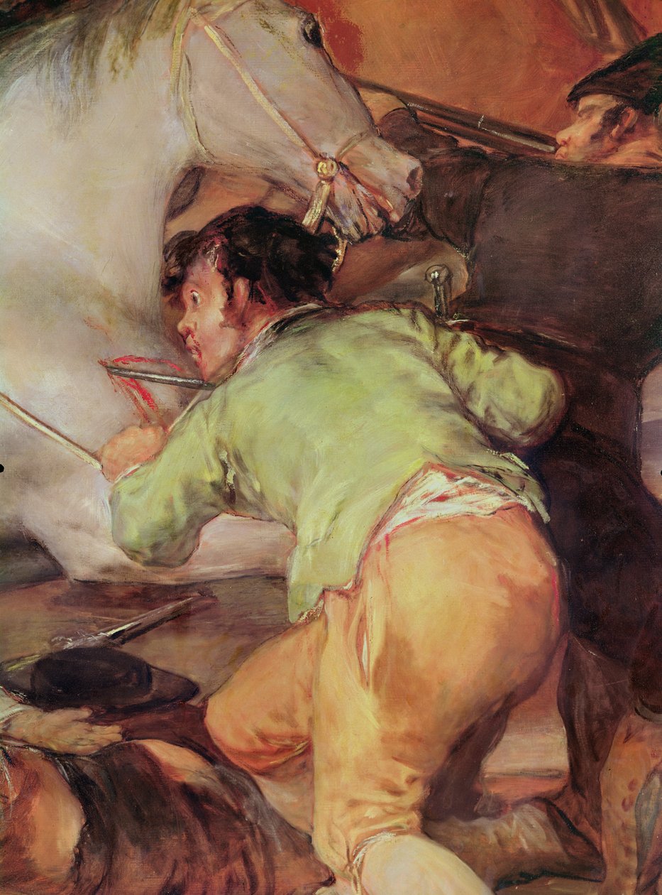 2. mai 1808, Madrid eller slaget ved Mamelukene, detalj av mannen som angriper hesten, 1814 olje på lerret av Francisco de Goya