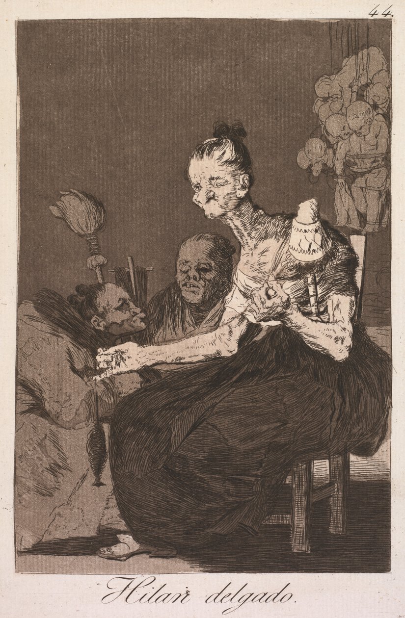 The Caprices: They Spin Finely (Los Caprichos: Hilan Delgado) av Francisco de Goya