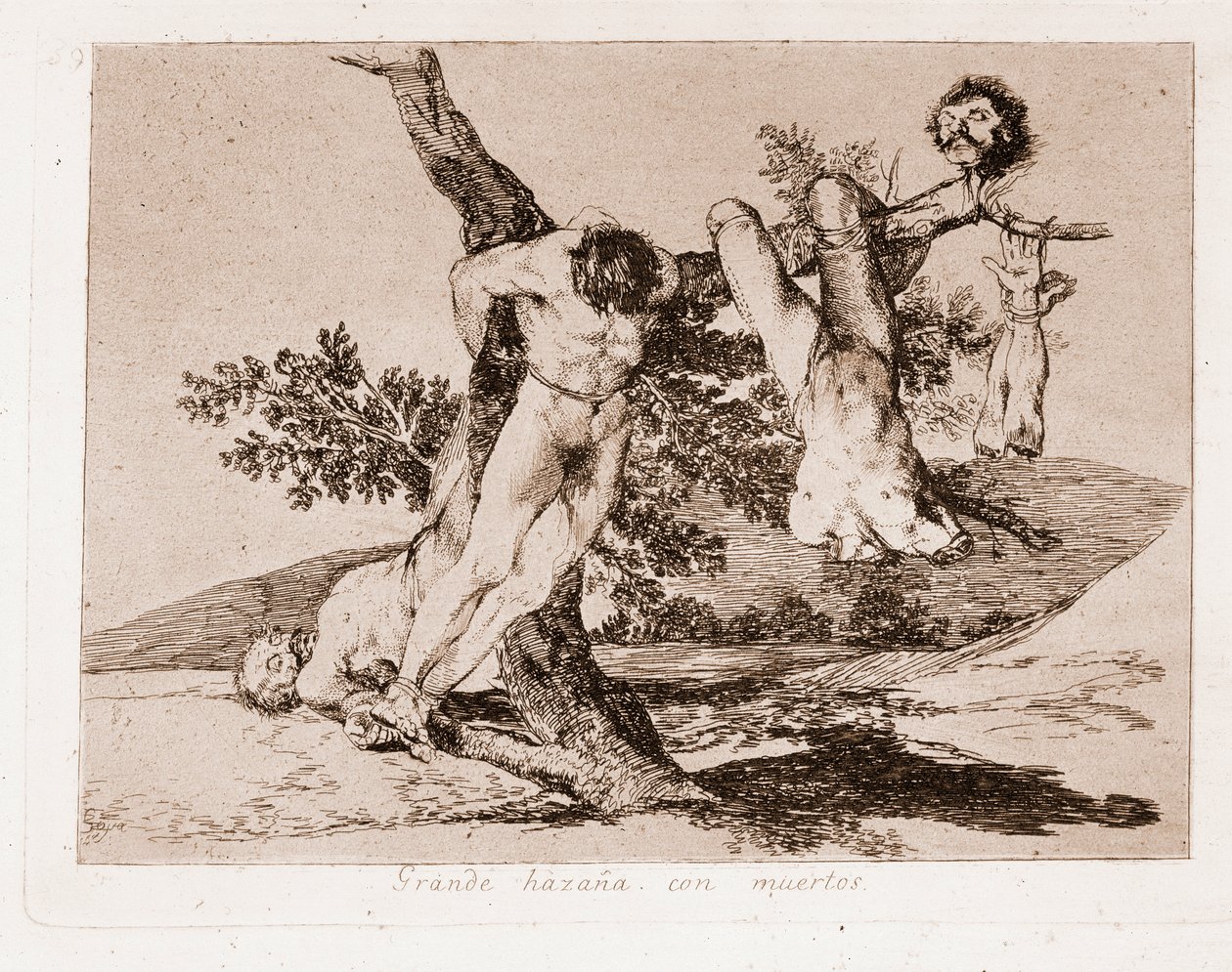 The Disasters of War: Stor bragd med de døde! (Gravering etter forberedelsestegningen av Francisco de Goya