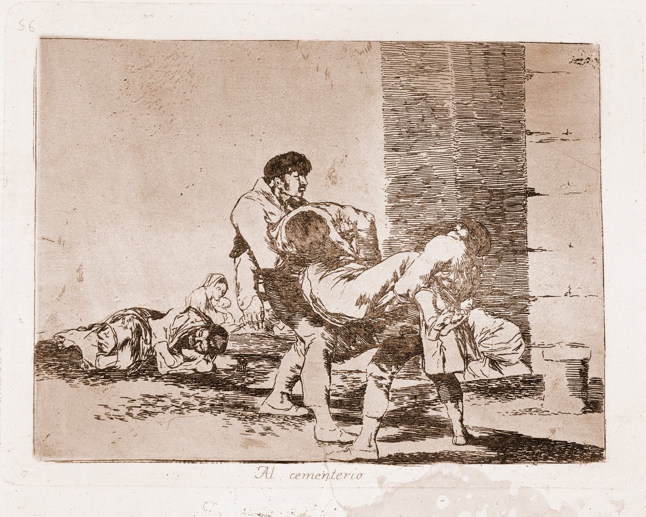 The Disasters of War: På kirkegården (Gravering etter den forberedende tegningen av Francisco de Goya