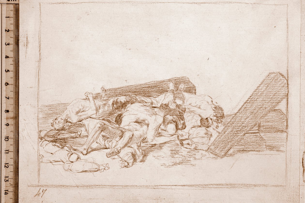The Disasters of War: Mumps of the Dead (forberedende tegning av Francisco de Goya