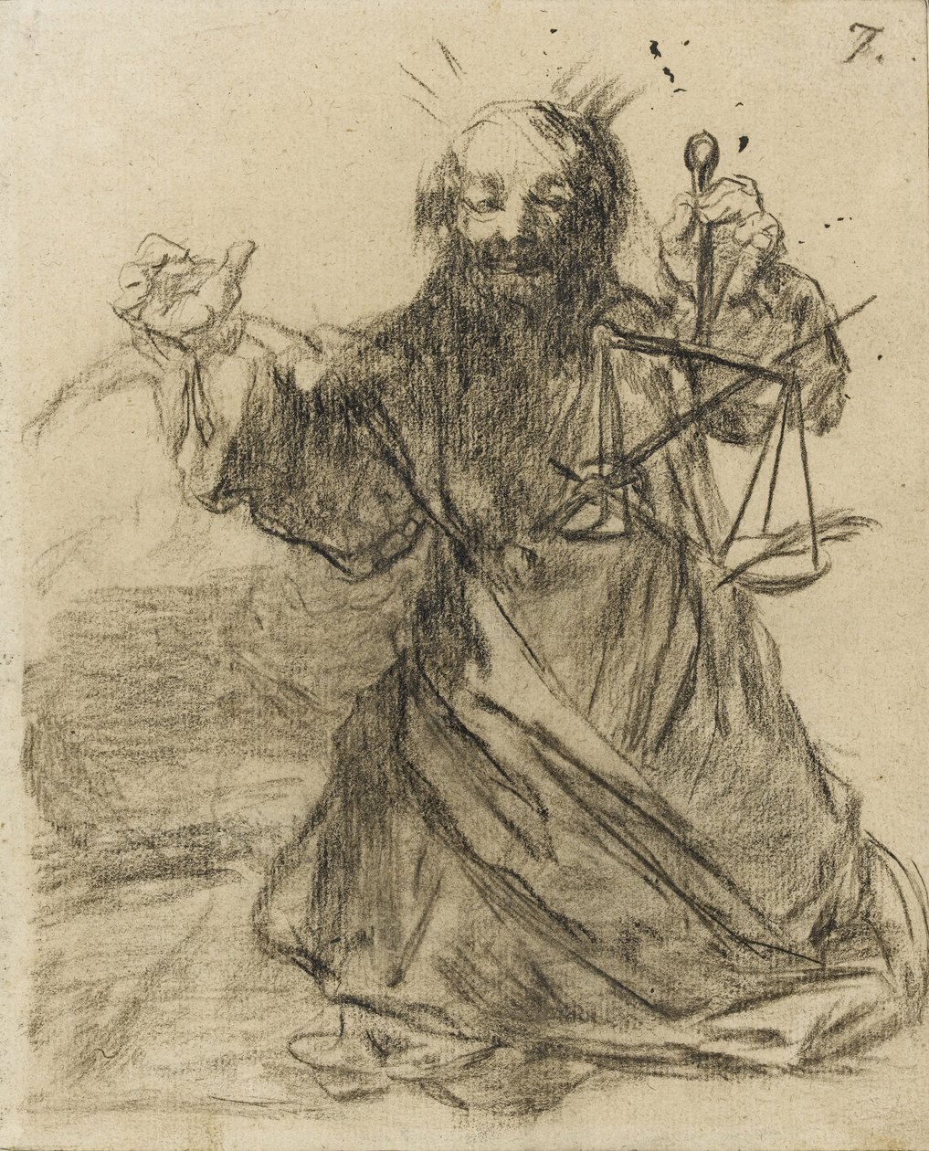 Pennen er mektigere enn sverdet, 1819-28 (svart kritt på papir) av Francisco de Goya