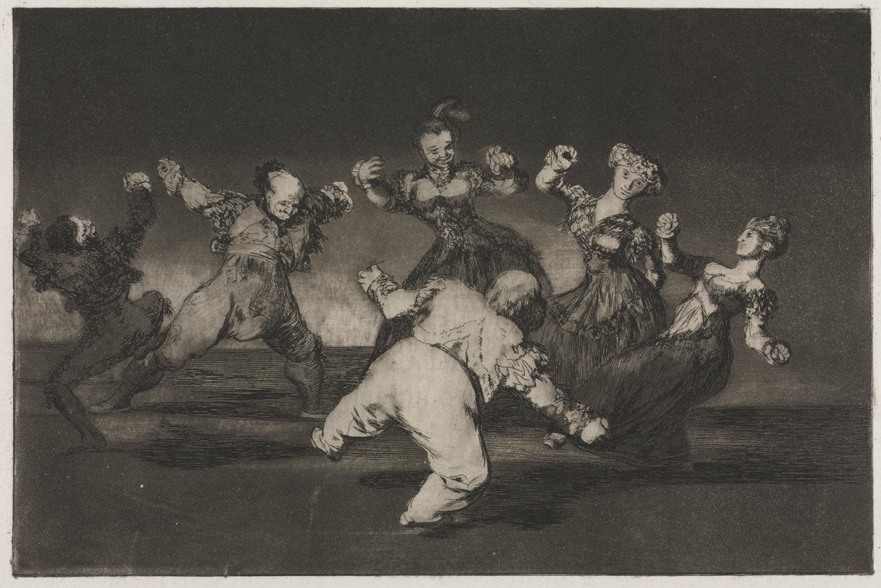Ordspråkene: Hvis Marion vil danse, så må hun ta konsekvensene, 1864. av Francisco de Goya