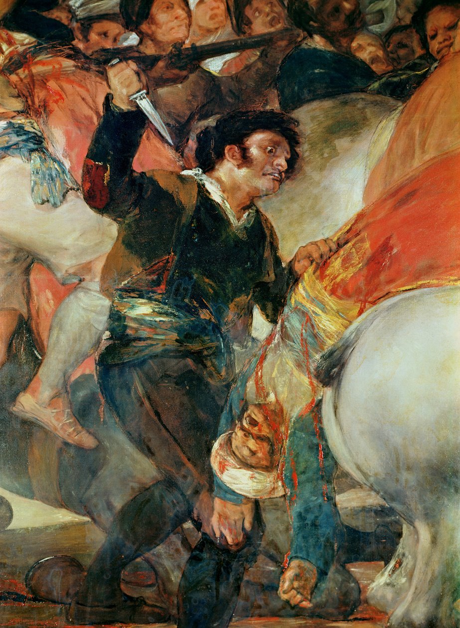 Den andre mai, 1808. Opprøret mot Mameluke-leiesoldatene, detalj av en mann med en dolk, 1814 av Francisco de Goya