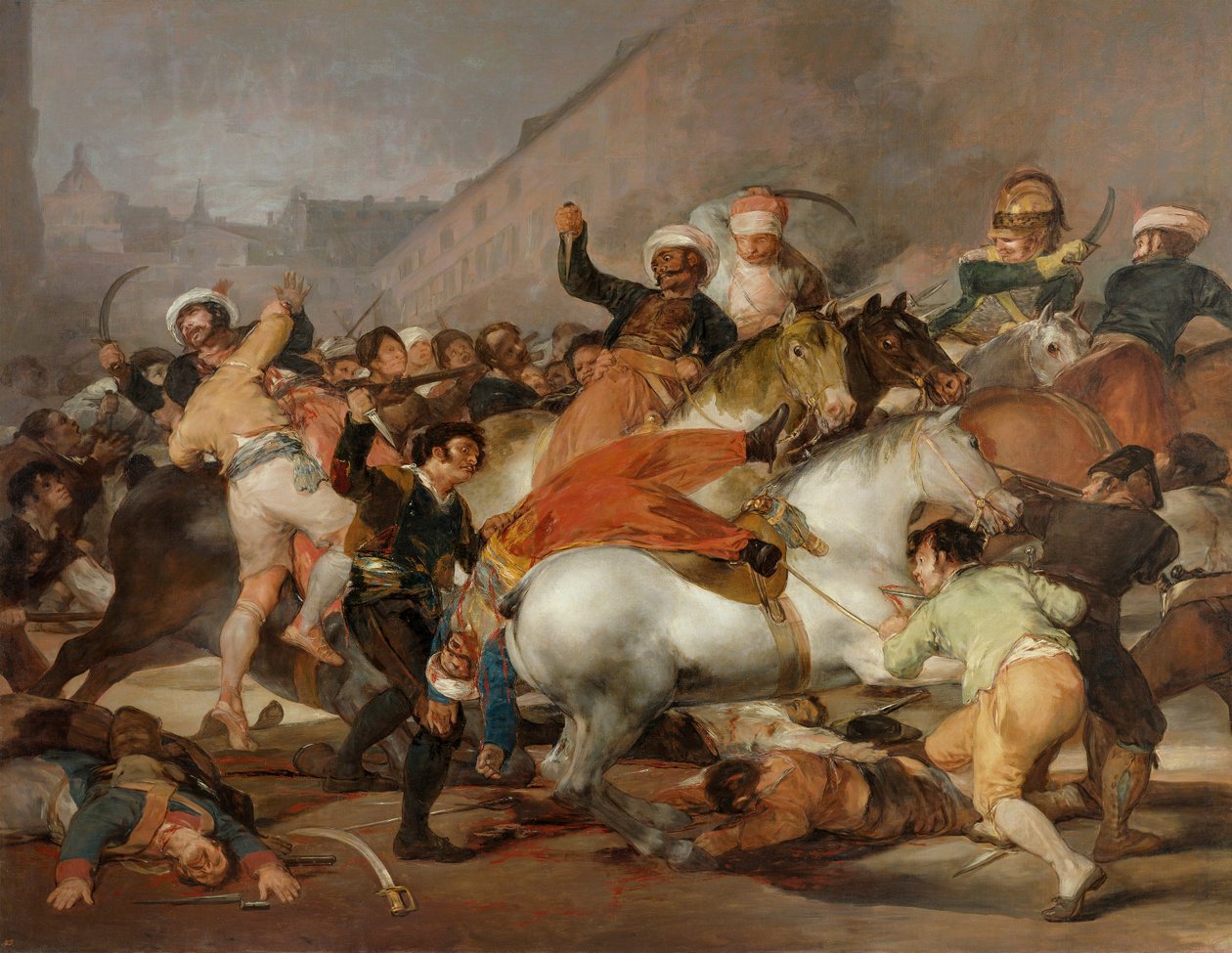 Den andre mai, 1808 eller The Charge of the Mamelukes, 1814 (etter restaurering) av Francisco de Goya